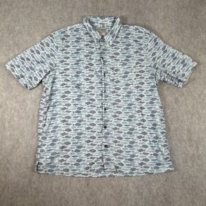 Vintage 90s LL Bean Hawiian Button Up Shirt  Men's Large Traditional Fit Blue